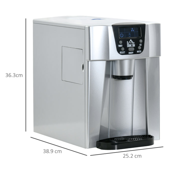 Countertop Ice Maker with Water Dispenser - 12kg/24Hrs, 3L Tank, Adjustable Ice Cube Size - Ideal for Home, No Plumbing Needed