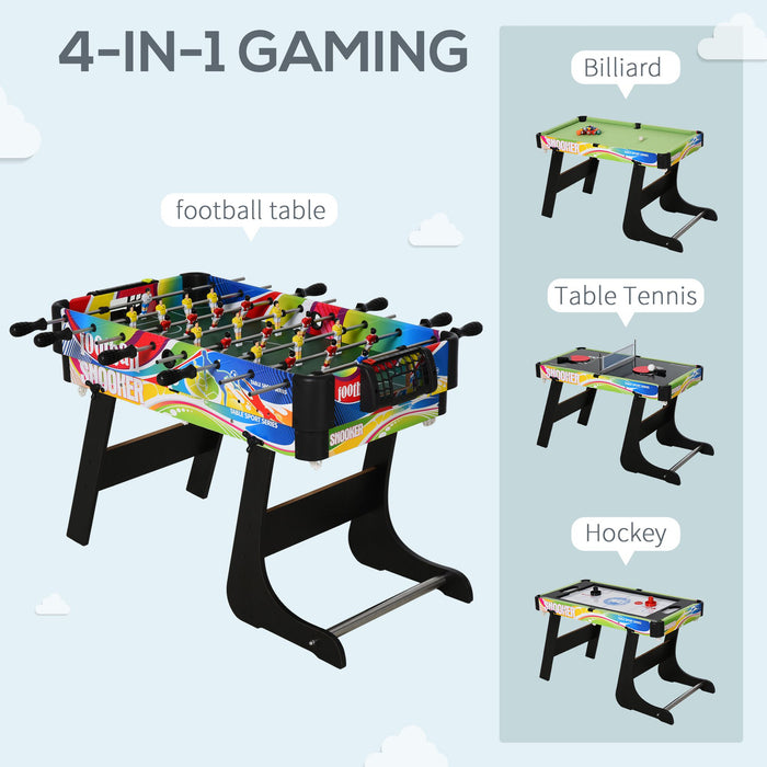 4-in-1 Multipurpose Indoor Games Table - Air Hockey, Table Tennis, Pool, and Foosball Features - Perfect Entertainment Source for Families and Game Rooms