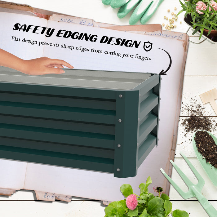Steel Garden Planter Beds - Set of 2 Raised Outdoor Boxes for Flowers, Herbs, and Vegetables - Ideal for Home Gardening Enthusiasts