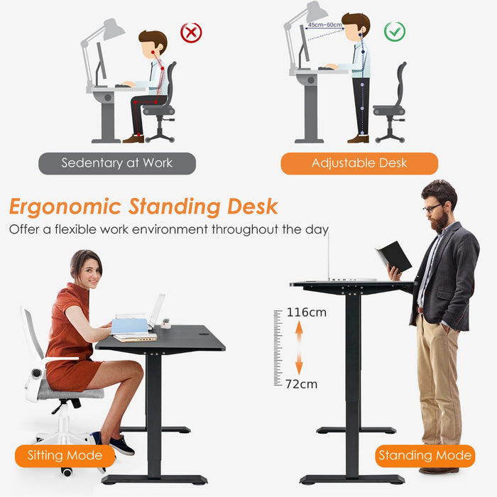 Height Adjustable Electric Desk - Memory Smart Presets, Anti-Collision Feature, Standing Mode - Ideal for Health-Conscious Professionals