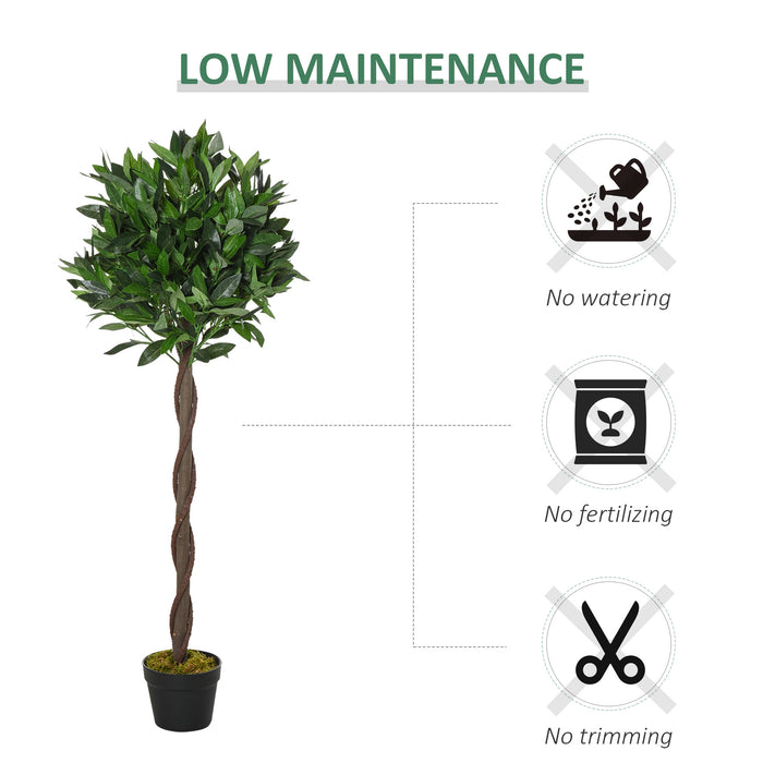 Artificial Topiary Bay Laurel Ball Trees Set - 2-Pack Indoor/Outdoor Decorative Plants with Nursery Pots, 120cm - Perfect for Home and Garden Enhancement