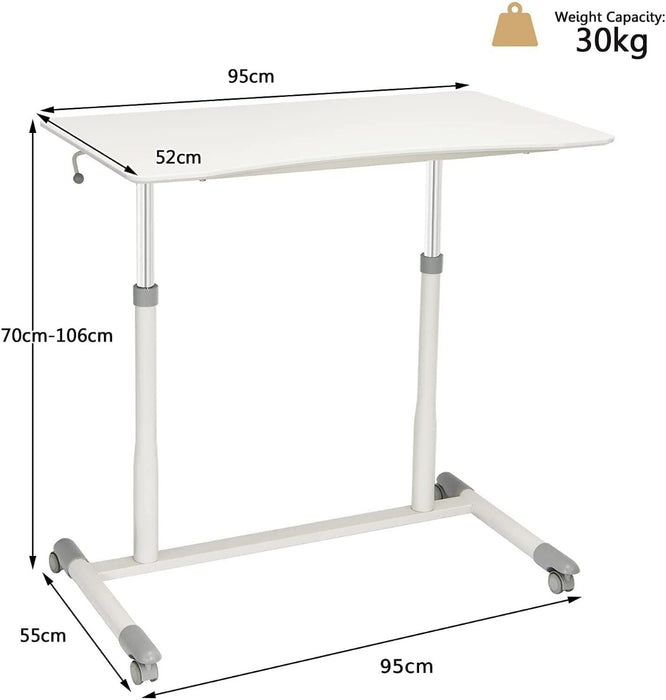 Adjustable Height Laptop Table - Wheeled Design for Easy Mobility, Ideal for Home and Office Use - Perfect for Remote Workers, Students, and the Mobility Impaired