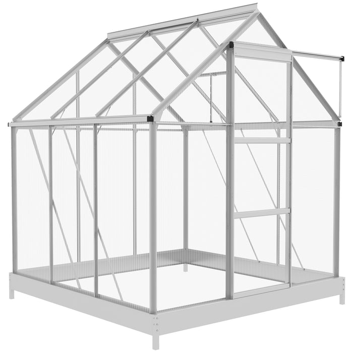 Walk-In Polycarbonate Greenhouse - 6x6 ft with Sliding Door, Vent Window, and Aluminum Frame - Perfect for Gardeners and Plant Protection