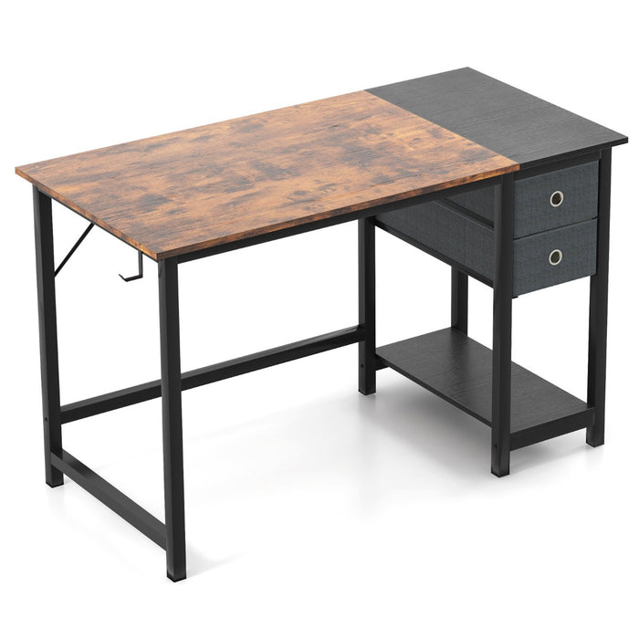 M - 140cm Office Desk with Computer Workstation - Features 2 Drawers and Hook for Organized Workspace