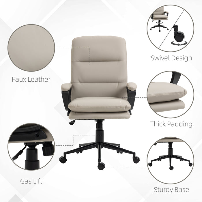 Ergonomic High Back Office Chair - PU Leather, Dual-Tier Padding, Swivel Wheels, Adjustable Height - Comfortable Desk Seating for Professionals