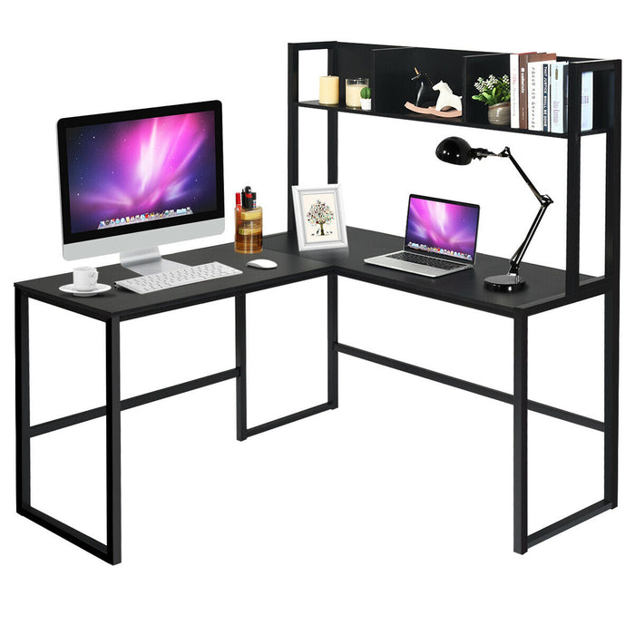 Corner Desk L-Shape - Computer Workstation with Storage Bookshelf - Ideal for Home Office and Study Space Optimization