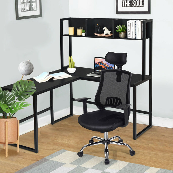 Corner Desk L-Shape - Computer Workstation with Storage Bookshelf - Ideal for Home Office and Study Space Optimization