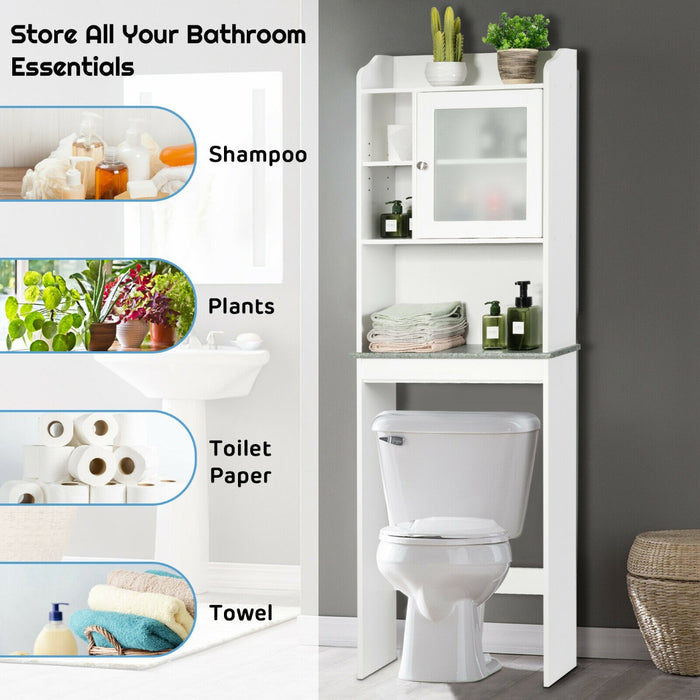 Bathroom Essentials - Over-The-Toilet Cabinet with Open Shelves and Door for Additional Storage - Ideal Solution for Organizing Toiletries and Bathroom Accessories
