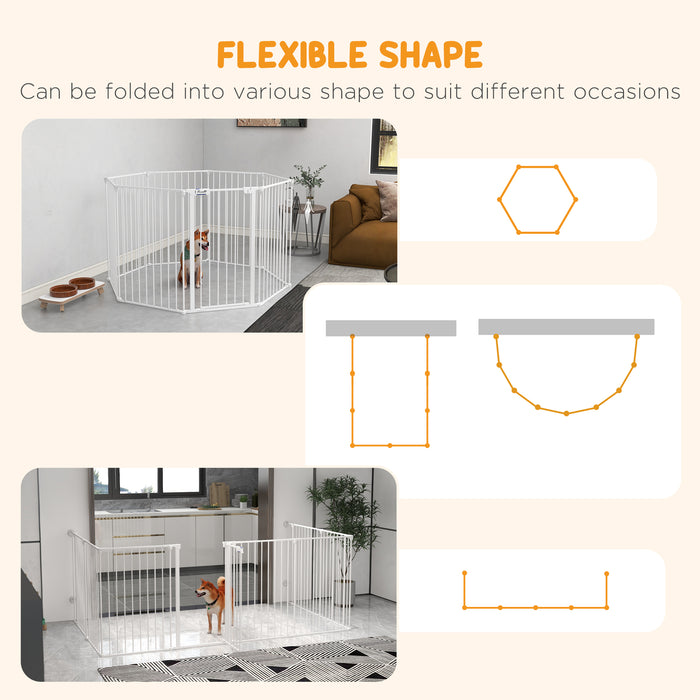 8 Panel Dog Playpen & Double-Locking Safety Pet Gate - 2-In-1 Multifunctional, Foldable Dog Barrier for Home - Ideal for Medium-Sized Dogs