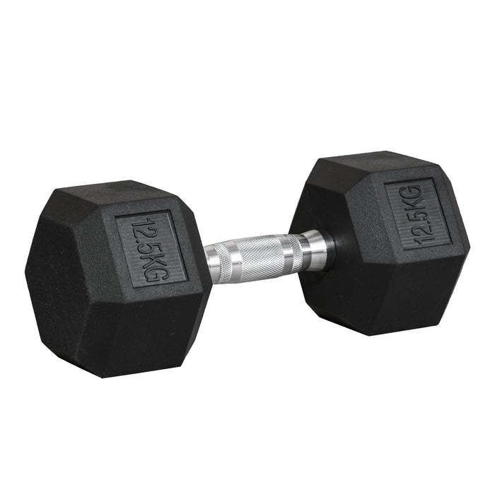 12.5KG Rubber Hex Dumbbell - Portable Hand Weight for Home Gym Workouts - Ideal for Fitness Enthusiasts