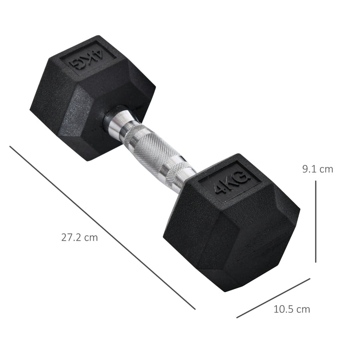Rubber Hex Dumbbell Set - 2x4kg Home Gym Fitness & Weight Lifting - Ideal for Sports Enthusiasts & Strength Training