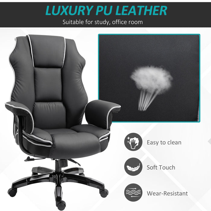 Ergonomic High-Back PU Leather Gaming Chair - Swivel Office Desk Chair with Padded Armrests and Adjustable Height - Comfortable Recliner Perfect for Gamers and Professionals