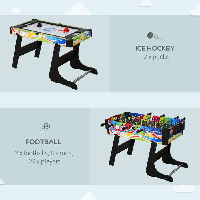 4-in-1 Multipurpose Indoor Games Table - Air Hockey, Table Tennis, Pool, and Foosball Features - Perfect Entertainment Source for Families and Game Rooms