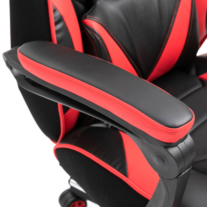 Ergonomic Racing Gamer Chair with Adjustable Height and Reclining Back - Office Desk Chair with Wheels, Headrest, Lumbar Support, and Retractable Footrest - Comfortable Work and Play Seating Solution