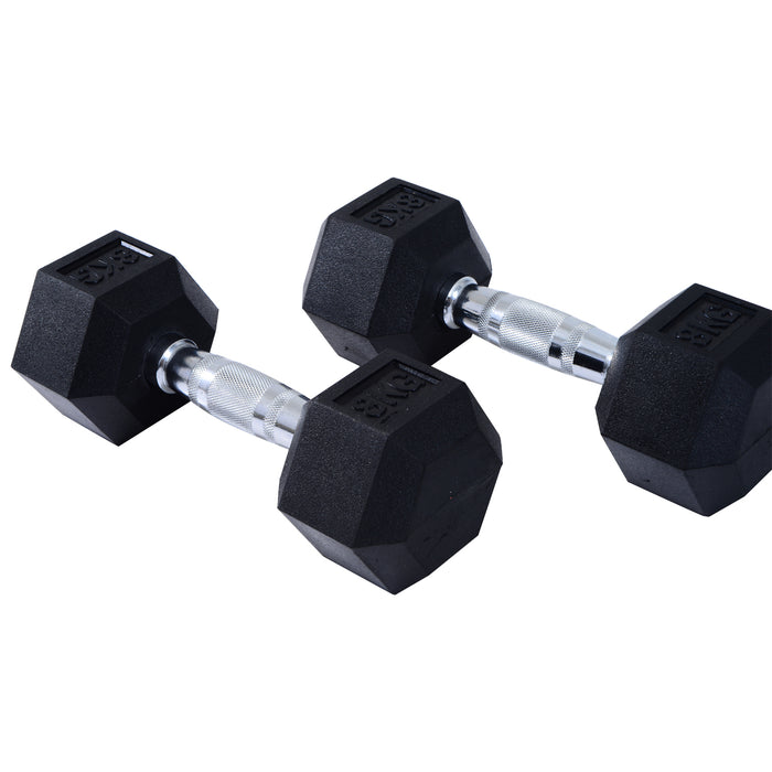 Rubber Hex Dumbbell Set - 2 x 5kg Sports Hex Weights for Fitness & Weight Lifting - Ideal for Home Gym Exercise Training