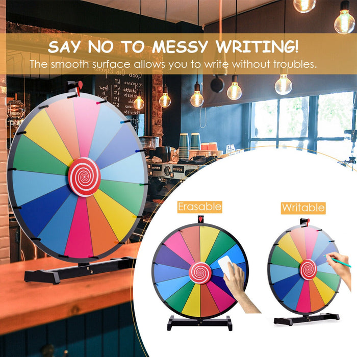 Prize Wheel 18" - Colourful Dry Erase Board, Metal Stand - Ideal for Party Fun Games and Events