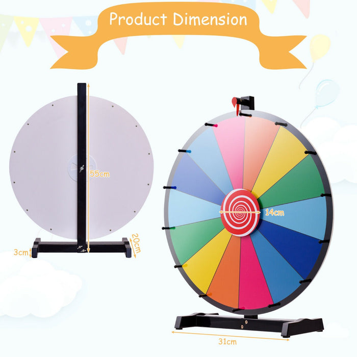 Prize Wheel 18" - Colourful Dry Erase Board, Metal Stand - Ideal for Party Fun Games and Events