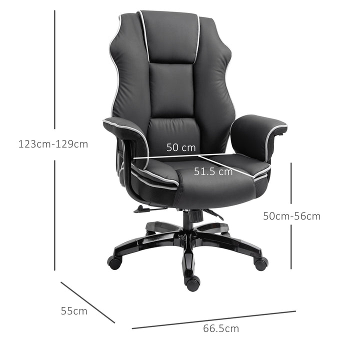 Ergonomic High-Back PU Leather Gaming Chair - Swivel Office Desk Chair with Padded Armrests and Adjustable Height - Comfortable Recliner Perfect for Gamers and Professionals
