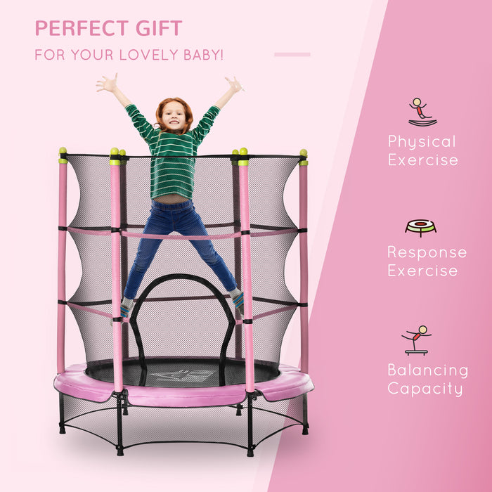 Kids 5.2FT Trampoline with Enclosure - Safe Bouncing Fun for Ages 3-10 - Ideal Indoor/Outdoor Activity for Toddlers