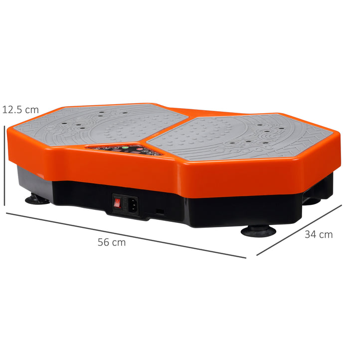 Vibration Fitness Plate with Resistance Bands - 99 Adjustable Intensity Levels, Remote Control - Ideal for Home Gym Full-Body Workouts, Orange and Grey