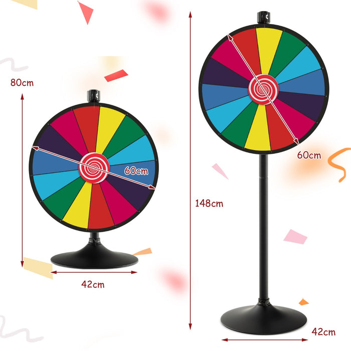 Spinning Prize Wheel 60cm - Dual Use Game with Stand - Ideal for Parties, Trade Shows, Carnivals, and Fundraisers