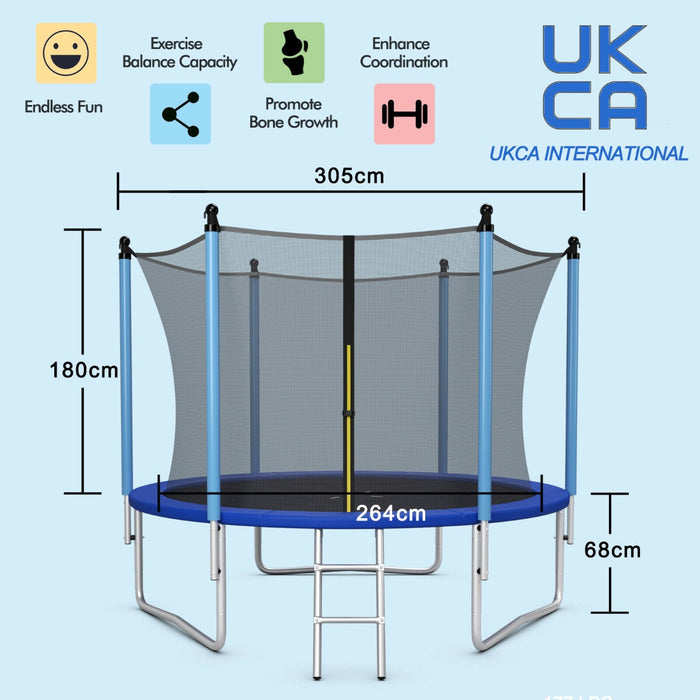 Outdoor Trampoline 8FT Model - 8/10/12FT Size, With Safety Enclosure Net and Ladder - Perfect for Energetic Kids and Physical Fitness Enthusiasts