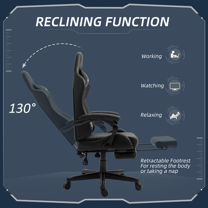 Ergonomic Racing-Style Gaming Chair - Swivel Wheels, Reclining Footrest, PU Leather - Comfortable Home Office Gamer Seating Solution