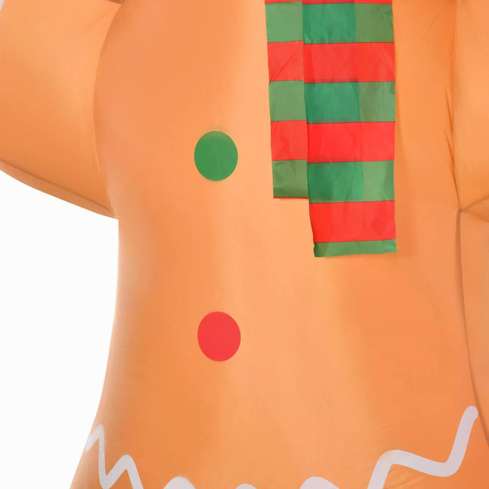 Inflatable 2.4m Gingerbread Man Decoration with Lights - Festive Holiday Display for Indoor & Outdoor, Garden, Lawn - Ideal for Christmas Party Props & Home Decor