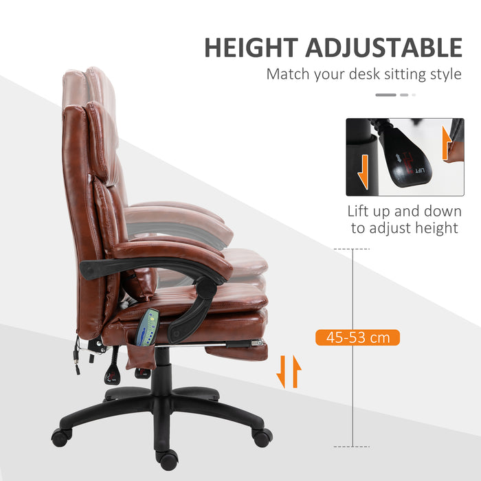 Ergonomic High Back Gaming Chair with Massage & Footrest - Adjustable Reclining Office Recliner, PU Leather, Brown - Comfort for Gamers and Professionals