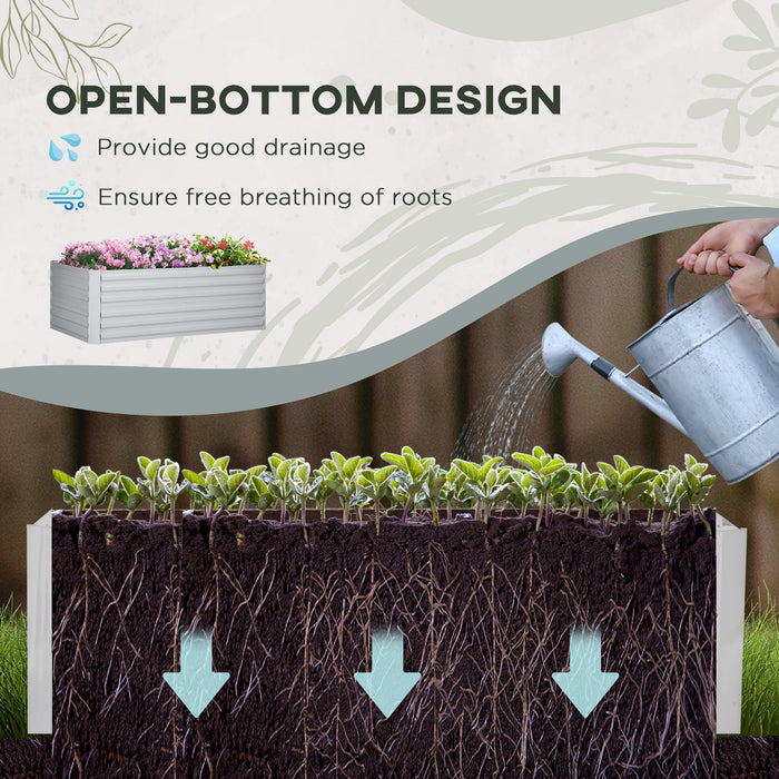 Galvanised Steel Raised Garden Beds - Durable Outdoor Planters with Reinforced Support Rods, 180x90x59 cm - Ideal for Garden Enthusiasts & Urban Farming