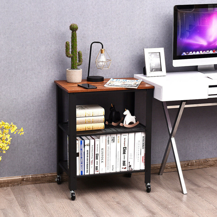 3 Tier Kitchen Utility Trolley with Wheels-Grey