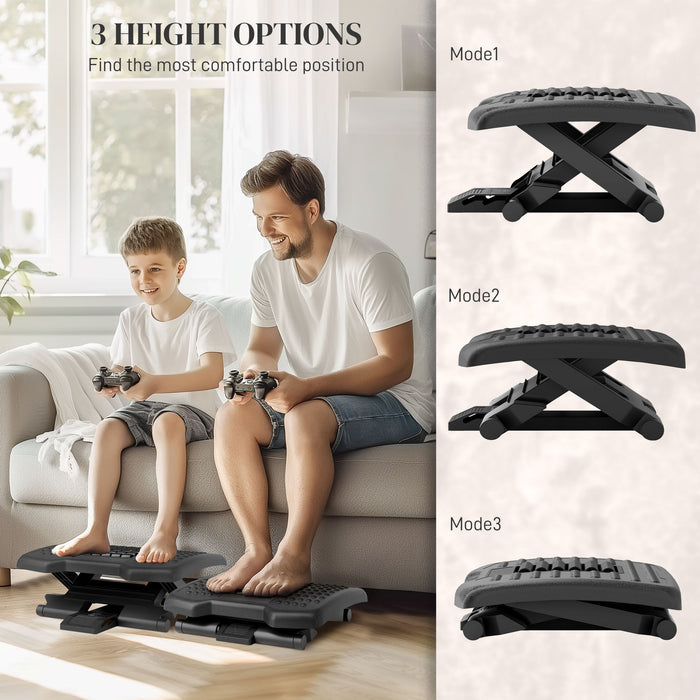 HOMCOM Three-Level, Multi-Angle Massage Footrest - Black | Aosom UK