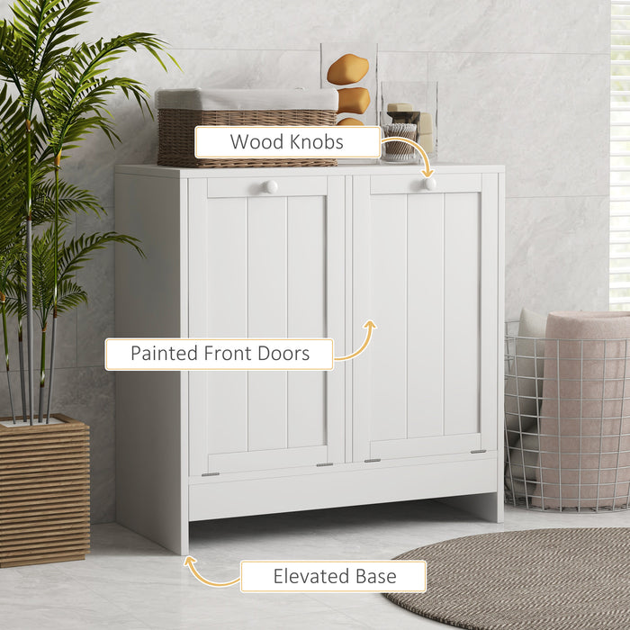 Aosom Tilt-Out Laundry Cabinet - Contemporary 2-Compartment Bathroom Organizer, White - Space-Saving Solution for Washroom Storage Needs