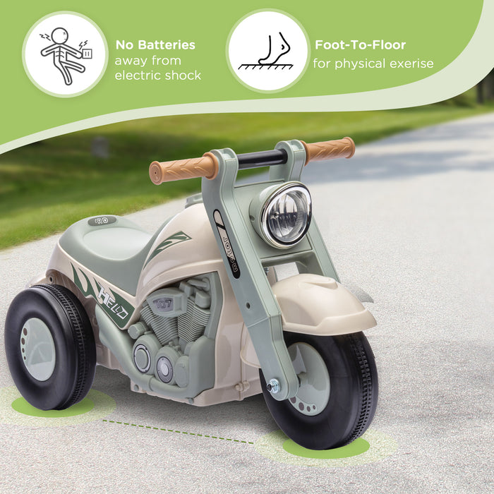 AIYAPLAY Foot To Floor Sliding Kids Ride On Car with Music, Bubble, for Toddler from 2 to 5 Years Old - Cream White | Aosom UK