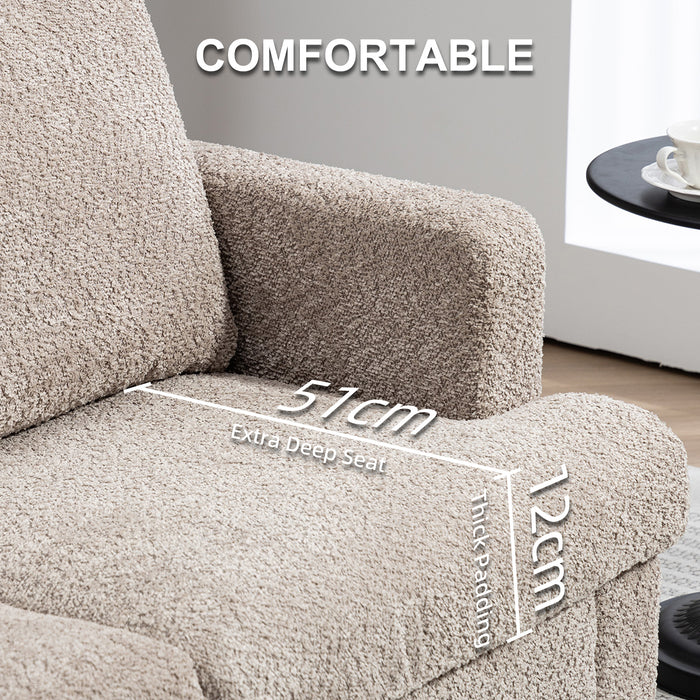 HOMCOM 2 Seater Sofa, 138 cm Loveseat Sofa with Removable Back Cushions, Chenille Fabric Small Couch Settee with S-springs for Living Room, Bedroom, Home Office, Light Brown