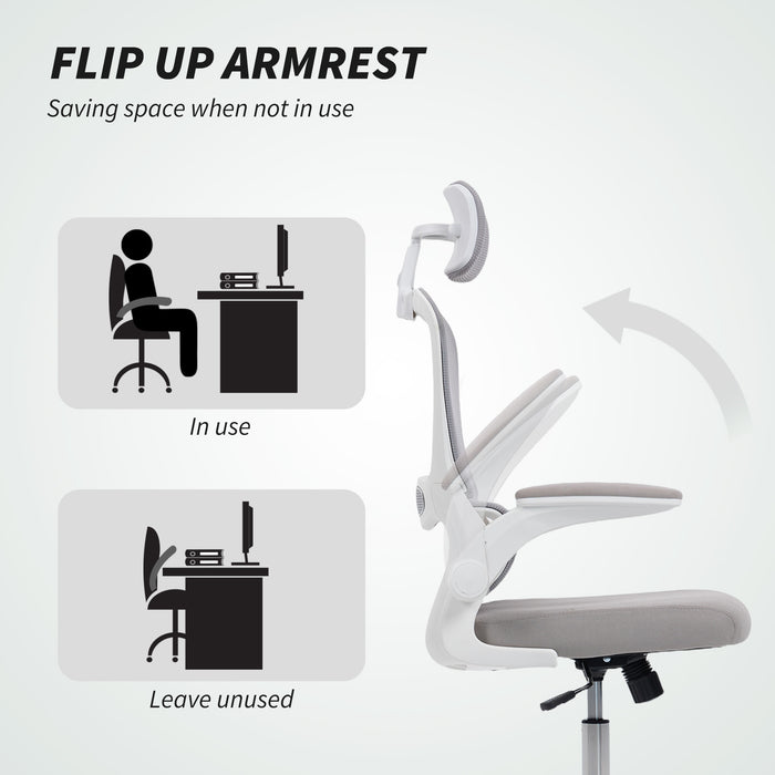 HOMCOM Mesh Back Office Chair, with Lumbar Support - Grey