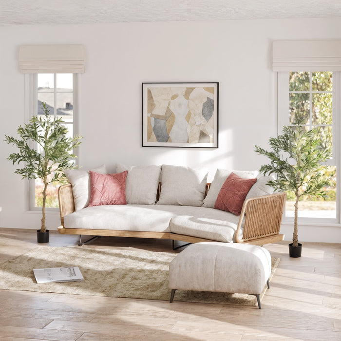 HOMCOM Set of 2 5ft/ 150cm Decorative Artificial Plant, Silk Olive Tree with 720 Leaves and 32 Olive Fruits in Pot, Fake Plant for Home, Office, Living Room, Indoor Decor