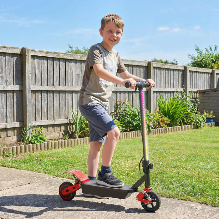 AIYAPLAY Foldable Kids Electric Scooter with LCD Display, Dual Shock Absorption, Up to 15 KM/H, Max Range 6 KM for Age 6-14, Red
