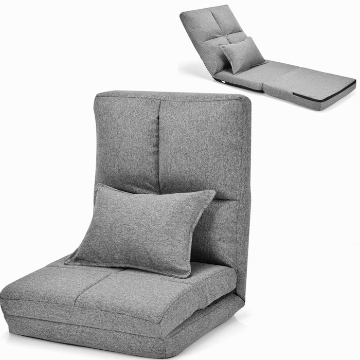 Folding Lazy Floor Sofa Bed with Pillow-