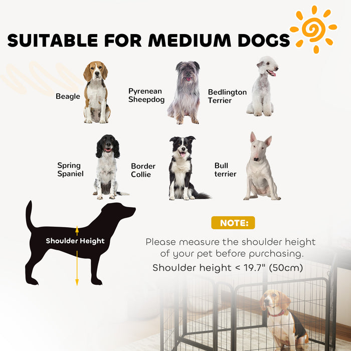 PawHut 6 Panels Heavy Duty Dog Playpen with Secure Door, for Indoor Outdoor, for Garden, Camping, 80cm High