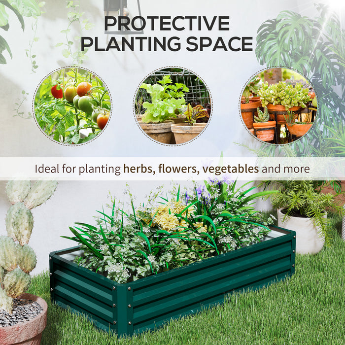 Outsunny Set of 2 Raised Beds for Garden, Galvanised Outdoor Planters for Herbs Vegetables, Use for Patio Balcony, Green