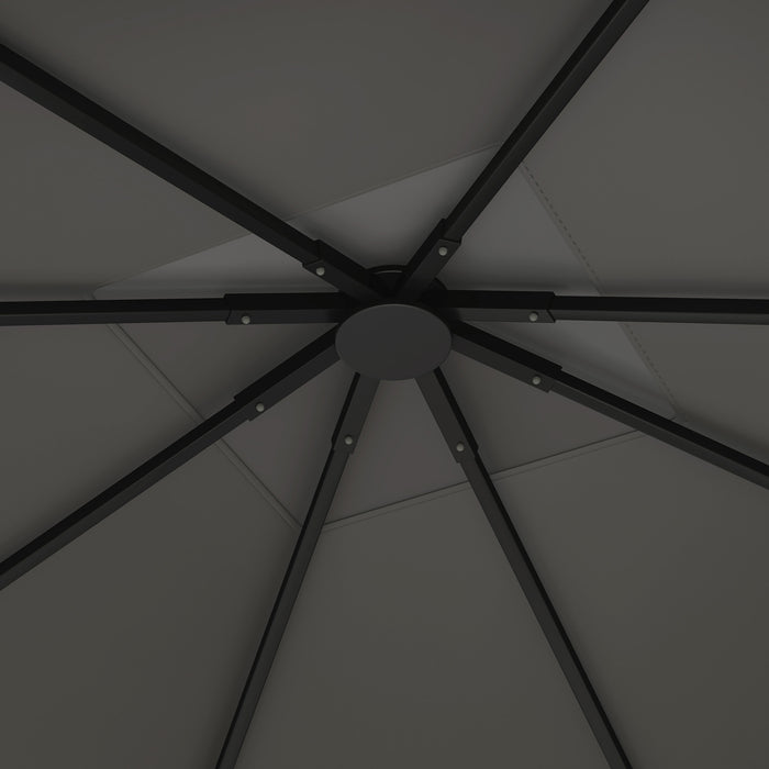 Outsunny 3 x 3(m) Gazebo Canopy Replacement Cover, Garden Gazebo Roof Replacement with Drain Holes, Water Resistant PVC Coating, 370g/㎡, UPF30+, TOP COVER ONLY, Grey