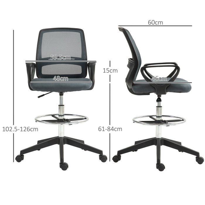 Ergonomic Mesh Back Drafting Chair - Adjustable Height & Comfortable Design for Draughtsmen - Ideal for Extended Sitting & Drawing Sessions