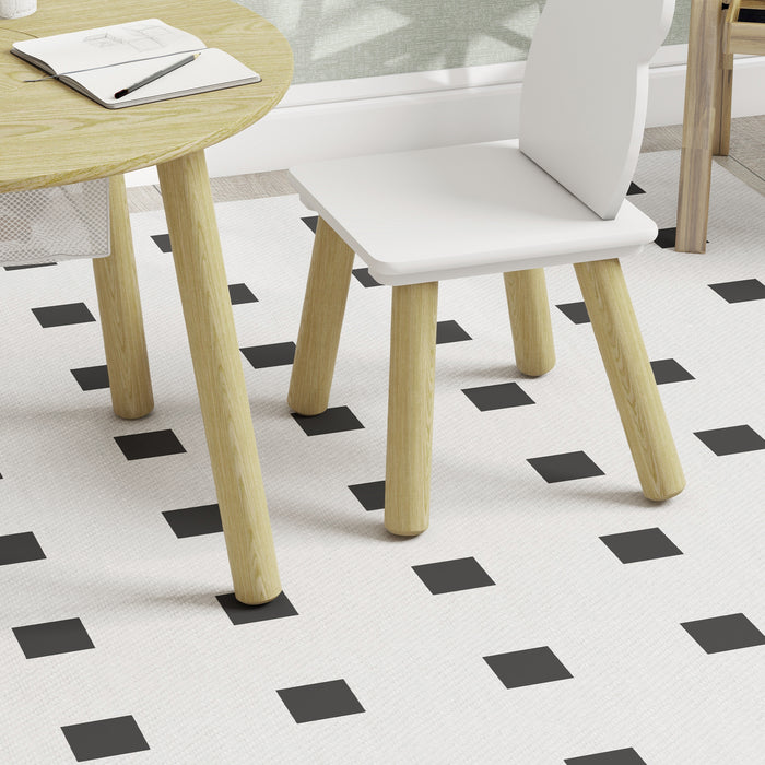 AIYAPLAY 3 Pieces Kids Activity Table Set with Centre Mesh Bag, Bear Shaped Backrest, for Arts, Reading, Dining