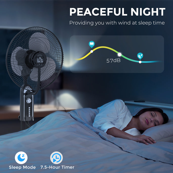 HOMCOM Pedestal Fan with Water Mist Spray, Spray Misting Fan with 70° Oscillation, Tilt Head, 4 Speeds, 3 Modes, Adjustable Mist, 3.2L Water Tank, for Home, 120 cm