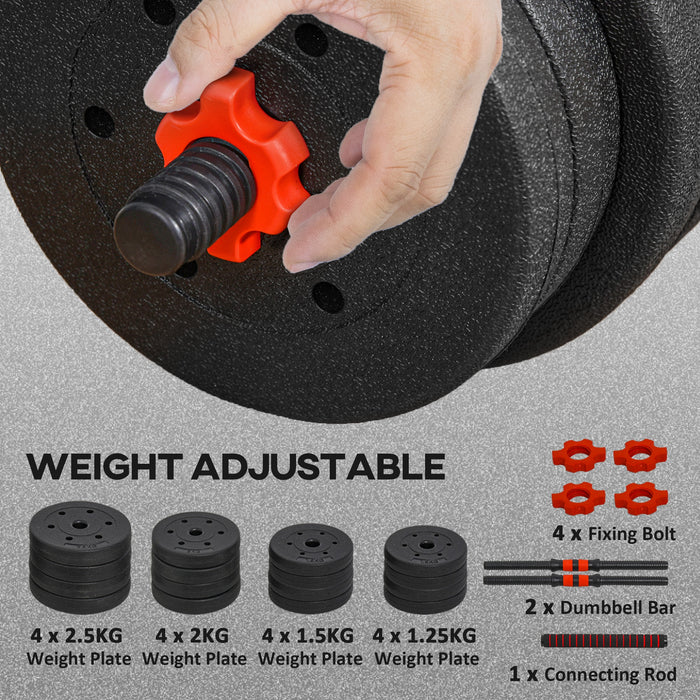 30kg 2-in-1 Adjustable Dumbbell Set - Convertible Hand Weight/Barbell for Strength Training - Ideal for Home Gym, Office Workouts, Full Body Fitness