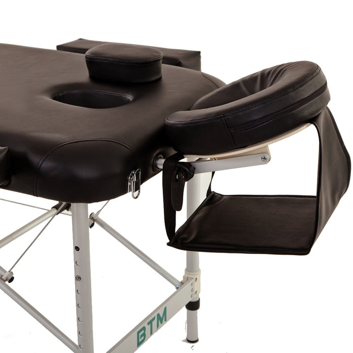 Aluminium Portable Massage Table - 3-Section Foldable Therapy Bed with Adjustable Headrest & Arm Sling - Ideal for Mobile Massage Therapists with Carrying Case Included