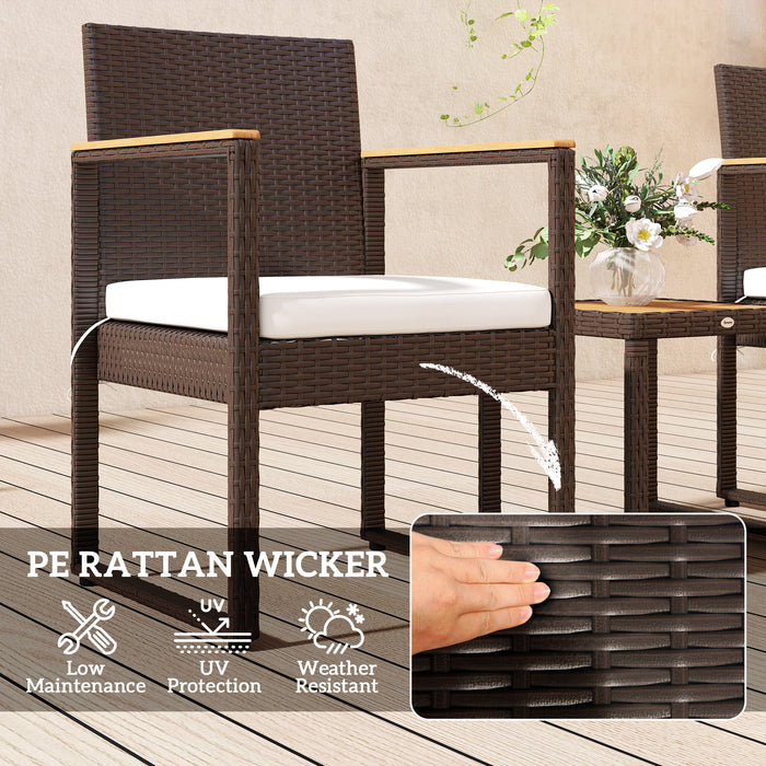 Outsunny Three-Piece Rattan Chair Set - White