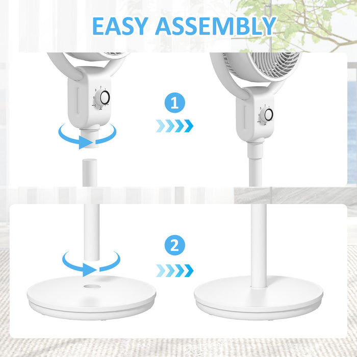 HOMCOM Pedestal Air Circulation Fan with Oscillating, White