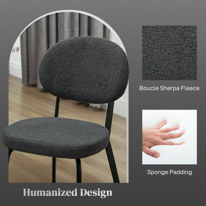 HOMCOM Boucle Dining Chairs Set of 4, Modern Upholstered Sherpa Kitchen Chairs with Backrest, Metal Legs and Padded Seat for Dining Room, Bedroom, Living Room, Black